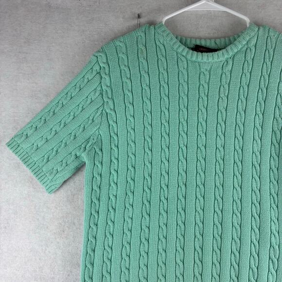 Vintage Charter Club Cable Knit Sweater Women's Large Short Sleeve Mint READ - Picture 3 of 10